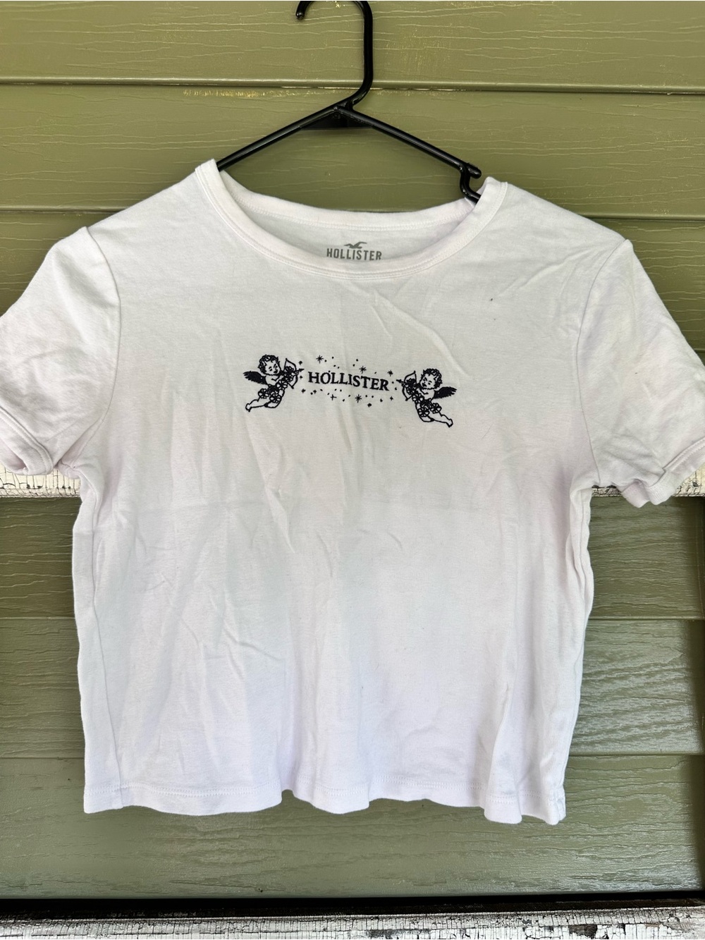 Hollister White Graphic Cherub Tee